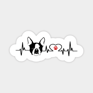 Boston Terrier Heartbeat Line Magnet