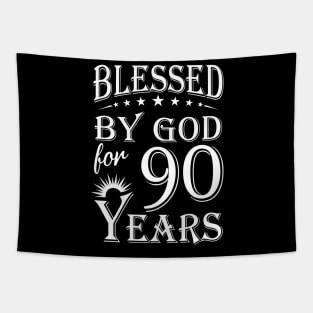 Blessed By God For 90 Years Christian Tapestry