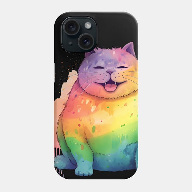 Rainbow Chonky Kitty Phone Case by Fluiid