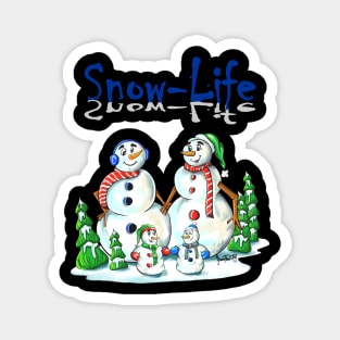 Snowman Family in Christmas Winter Landcape Magnet