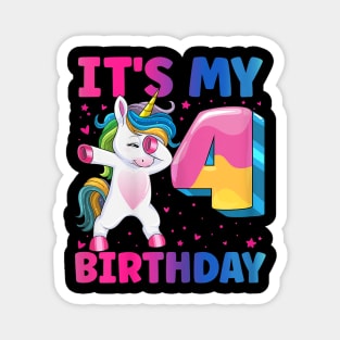 It'S My 4Th Birthday Unicorn 4 Year Old Girl Magnet