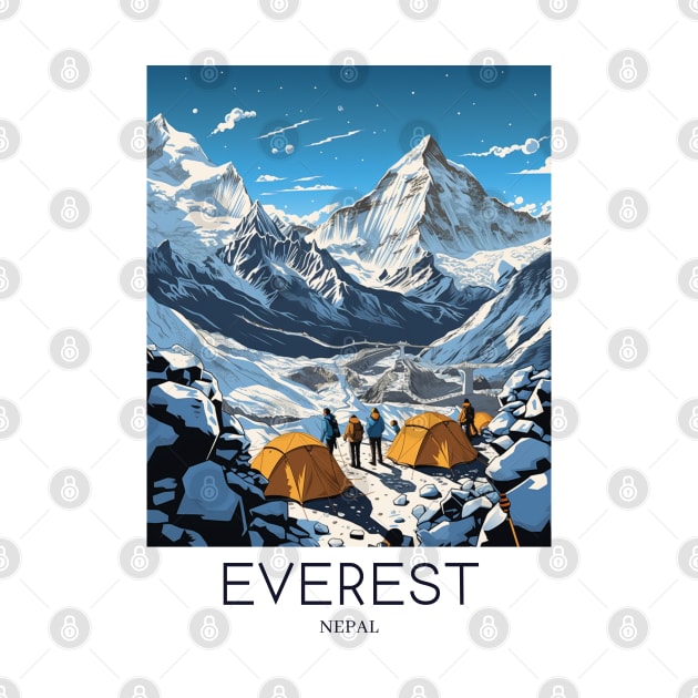 A Pop Art Travel Print of Mount Everest - Nepal by Studio Red Koala