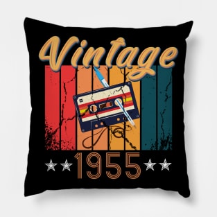 65th Birthday 65 Years Old 65th Vintage Retro cassette Mixtape Music Cassette 1955 Birthday Pillow