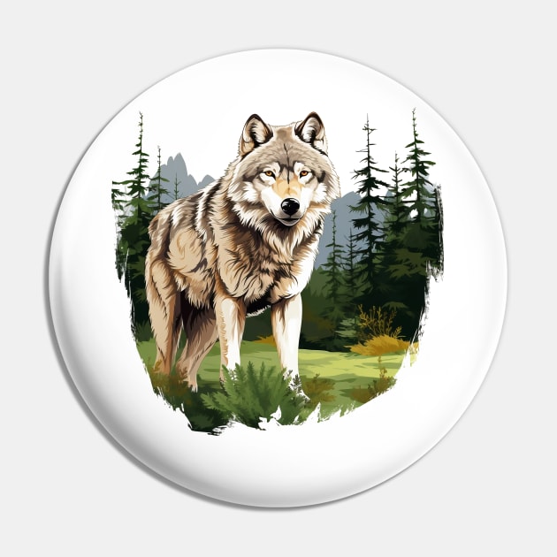 Watercolor Wolf Pin by zooleisurelife