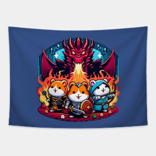 Cute Kawaii Funny RPG Fantasy World Board Game Hamster Pet Lover Dragon Knight Archer Warrior Tapestry