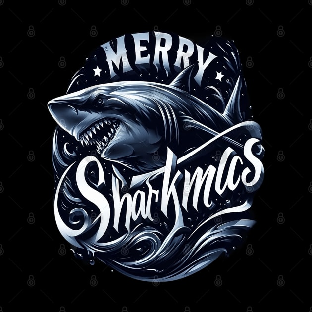 Merry Sharkmas, Santa Waving, Christmas Gift, m Shark Gift by Customo