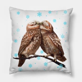 Owls of love in xmas Pillow