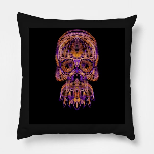 Electroluminated Skull - Synthwave Pillow by Boogie 72