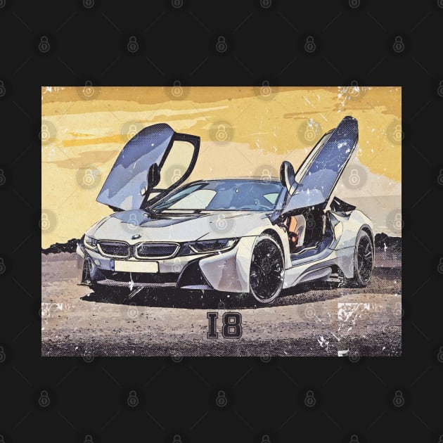 bmw i8 vintage art by PrintstaBee