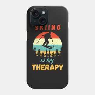 Skiing Is My Therapy Funny sunset Phone Case