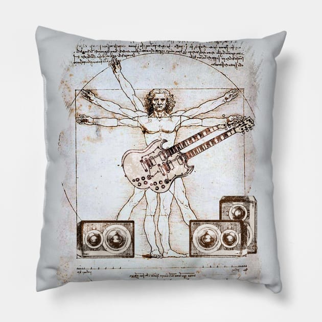 The Guitarist - Power Play Pillow by The Blue Box