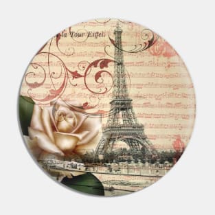 dark academia vintage french botanical white rose paris eiffel tower Pin