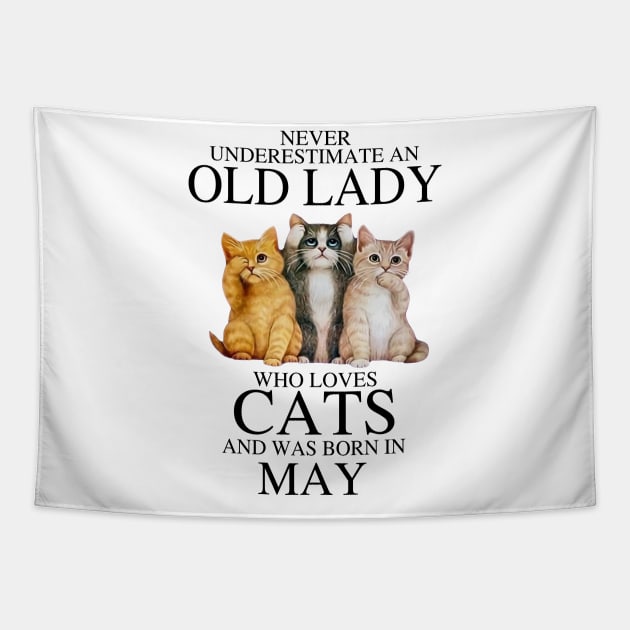 Never Underestimate An Old Lady Who Loves Cats May Tapestry by louismcfarland