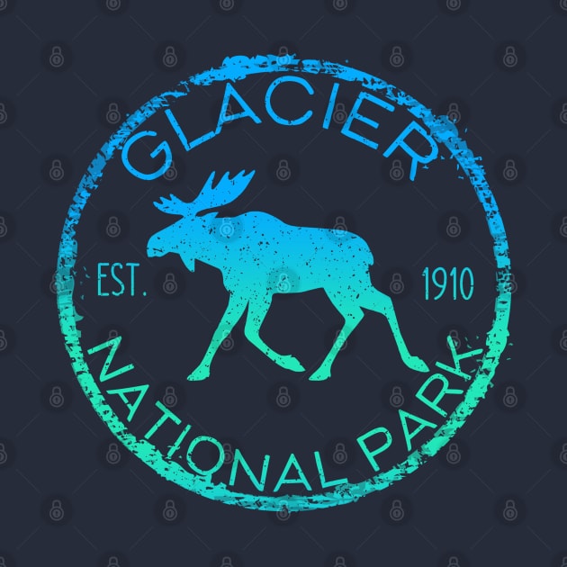 Glacier National Park Montana Weathered Moose Graphic by Pine Hill Goods