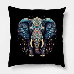 Abstract Blue Elephant Design Pillow