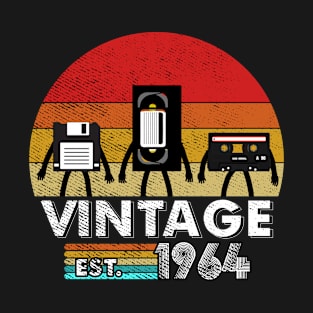 Vintage 1964 Floppy Disk VHS Cassette Tape 80s 90s birthday T-Shirt