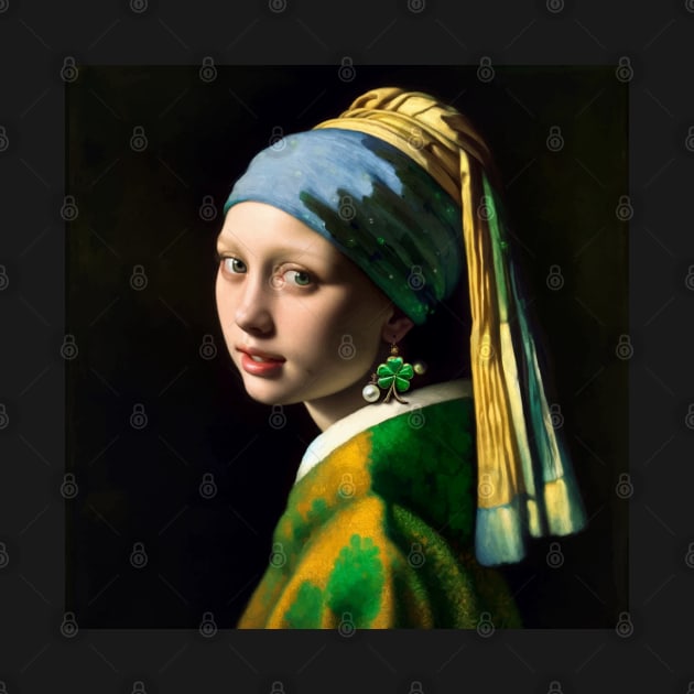 St. Paddy's Pearl: Girl with a Pearl Earring St. Patrick's Day Celebration by Edd Paint Something