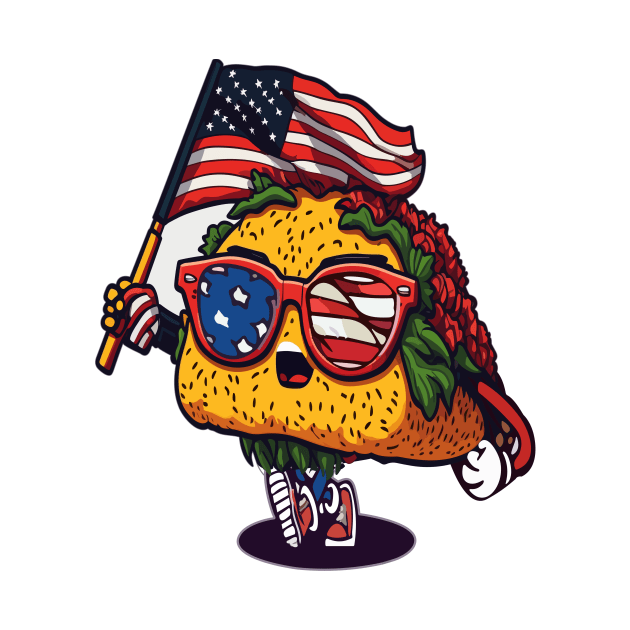 Taco Sunglasses Independence Day with our Funny 4th of July Kids Shirt  American Flag Design by AlmaDesigns