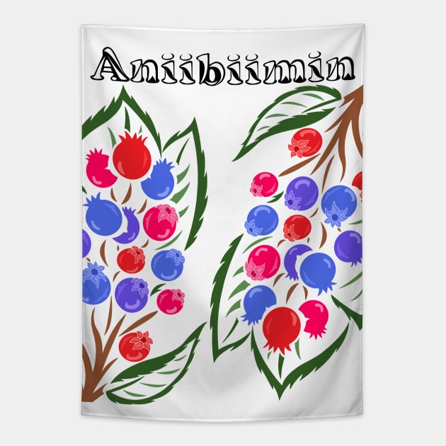 Juneberries (Aniibiimin) Tapestry by KendraHowland.Art.Scroll