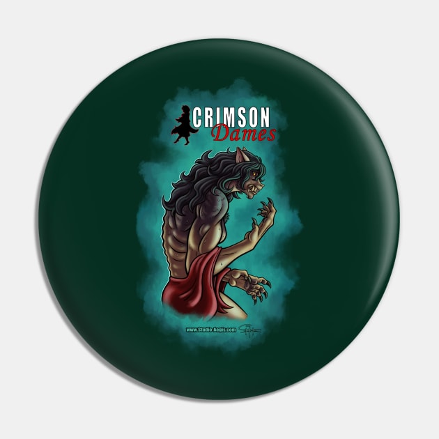 Crimson Dames - Orphan Shewolf Transformation - Art on back Pin by Ciel of Studio-Aegis