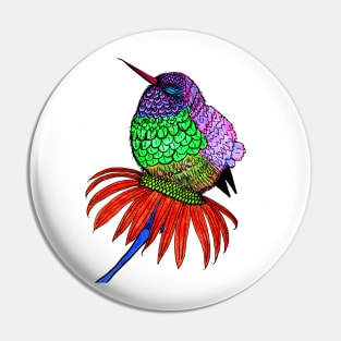 Vibrant Fluffy Baby Hummingbird Pin