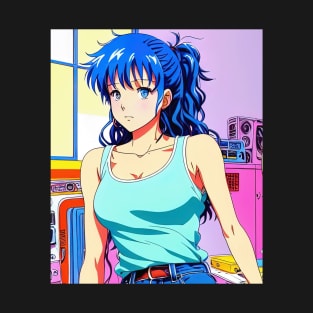 anime girl lofi music 90s retro aesthetic Anime T-Shirt