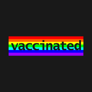 Vaccinated Rainbow Stripes Minimal Typography T-Shirt