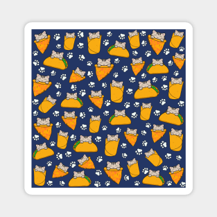 Cute cat burrito, taco and pizza pattern Magnet