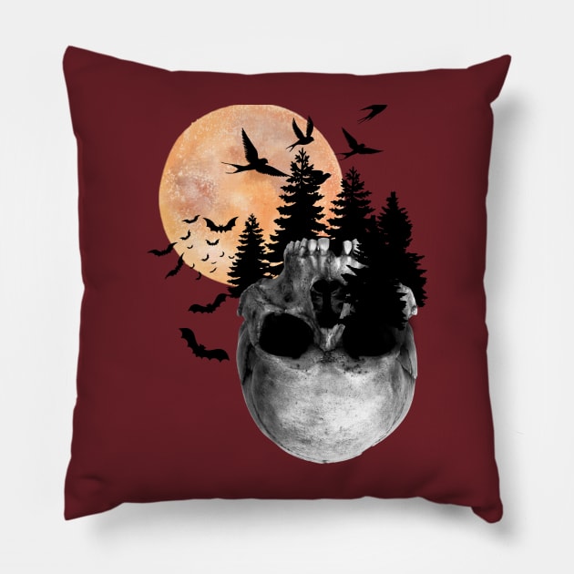 Spooky Goblincore Goth Halloween Pillow by Tuff Tees