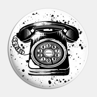 Black and white retro telephone Pin