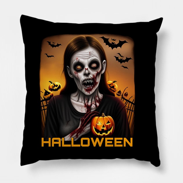 Halloween zombie Pillow by AKRAM DESIGNEZZ