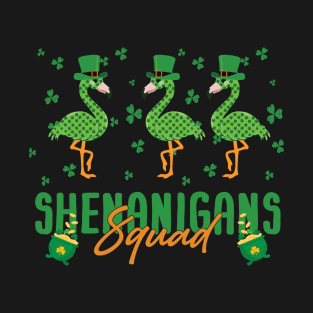 Shenanigan Squad Irish Flamingo Leprechaun St Patrick's Day T-Shirt