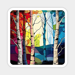 Colorful Birch Trees Magnet