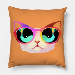 Cool Low Poly Cat wearing Sunglasses Pillow