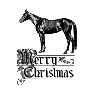 Merry Christmas with Horse Vintage Illustration T-Shirt