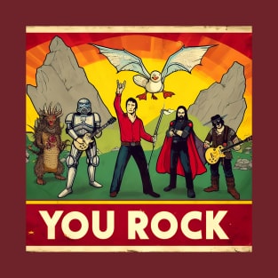 "You Rock" poster with some improbable characters T-Shirt