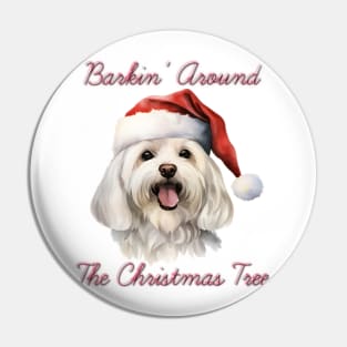 Christmas Maltese Dog in Santa Hat Pin