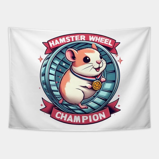 Hamster Wheel Champion Tapestry by SimpliPrinter