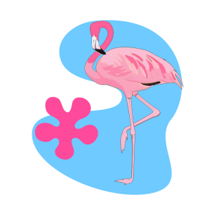 Flamingo with Retro Shapes T-Shirt