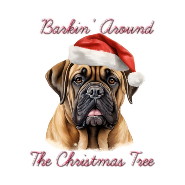 Christmas Bull Mastiff Dog in Santa Hat by Pawsitive Curios