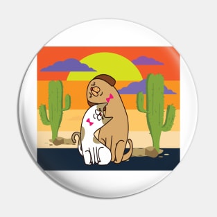 Cat and dog with sunset Pin