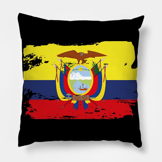 Official Ecuador Flag Ecuadorean Country Pride Vintage Pillow by HeroGifts