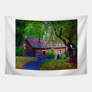 Log Cabin In The Woods Tapestry