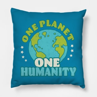 Retro One Planet One Humanity Pillow