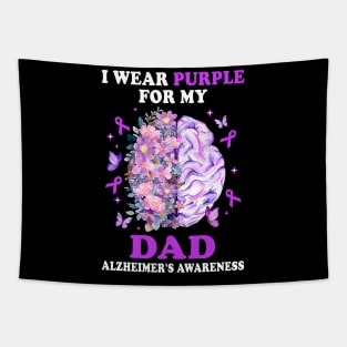 I Wear Purple For My Dad Alzheimer's Awareness Brain Tapestry