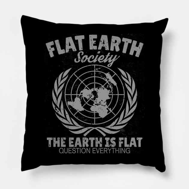 Flat Earth Society Retro Vintage Distressed Design Pillow by JakeRhodes