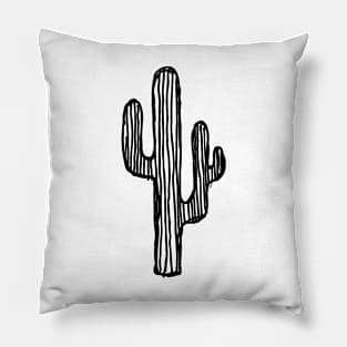 Cactus Doodle Black Pillow