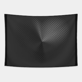 Angle Gradient on Halftone Heart (Charcoal) NOIR Tapestry