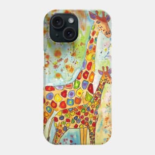 Colourful Mother and Baby Giraffes Phone Case