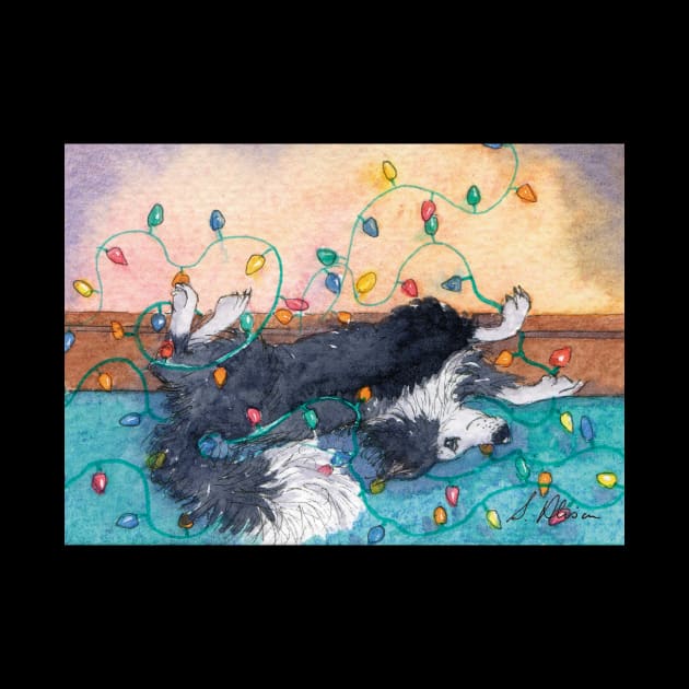 Every year this Border collie dog helped with the lights by SusanAlisonArt